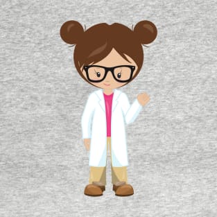 Science Girl, Scientist, Cute Girl, Brown Hair T-Shirt